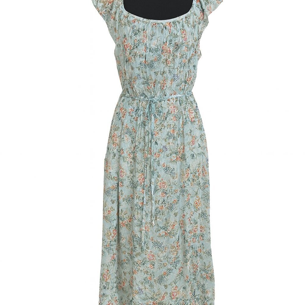 No Boundaries Blooming Ruffle Maxi Dress – Blue & Pink Floral Fantasy (Size XL) - Picture 1 of 6